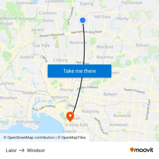 Lalor to Windsor map