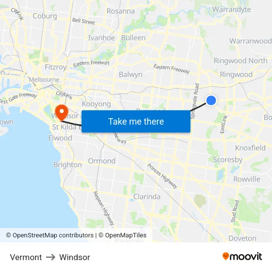 Vermont to Windsor map