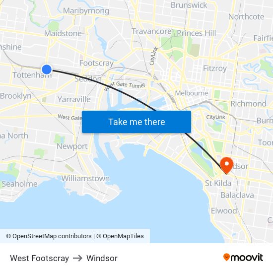 West Footscray to Windsor map