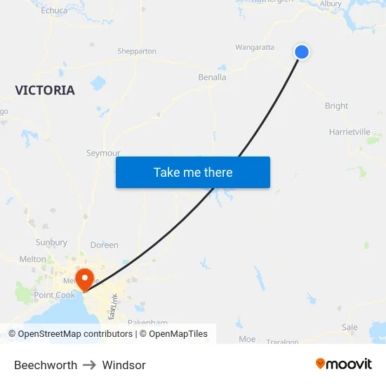 Beechworth to Windsor map