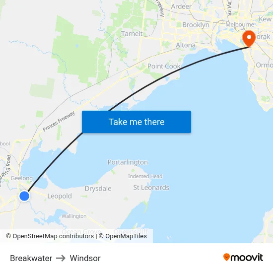 Breakwater to Windsor map