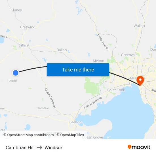 Cambrian Hill to Windsor map