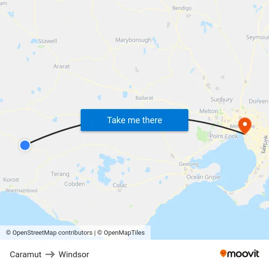 Caramut to Windsor map