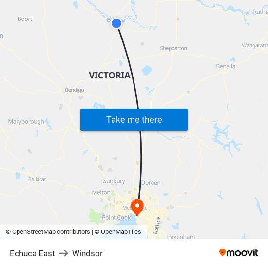 Echuca East to Windsor map