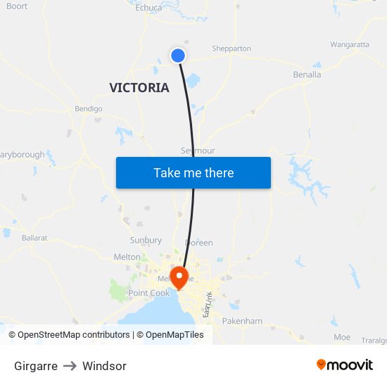 Girgarre to Windsor map