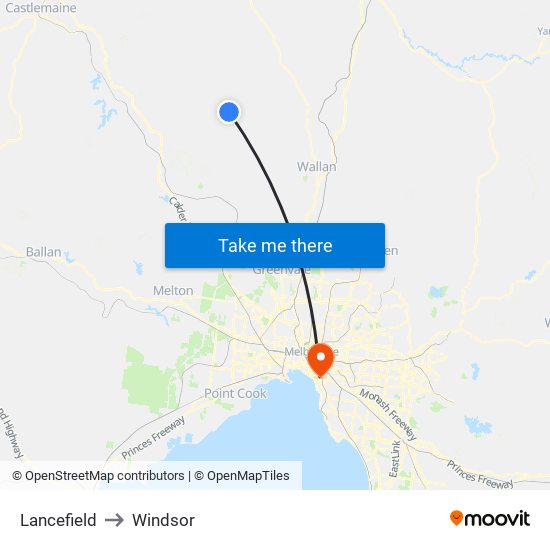 Lancefield to Windsor map