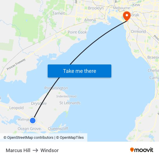 Marcus Hill to Windsor map