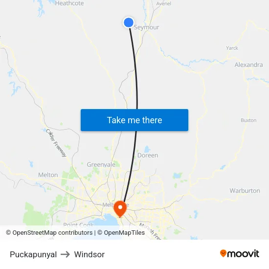 Puckapunyal to Windsor map