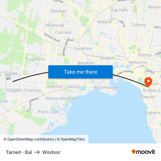 Tarneit - Bal to Windsor map