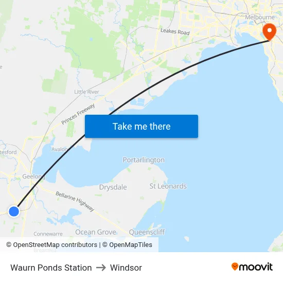 Waurn Ponds Station to Windsor map