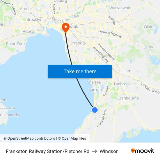 Frankston Railway Station/Fletcher Rd to Windsor map