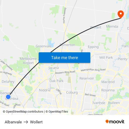 Albanvale to Wollert map