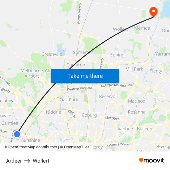 Ardeer to Wollert map