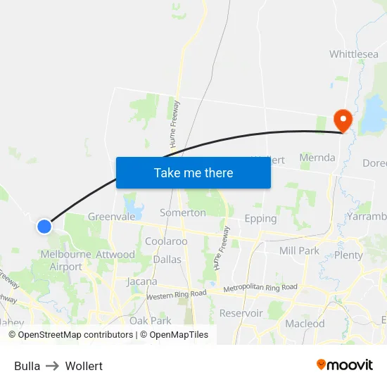 Bulla to Wollert map