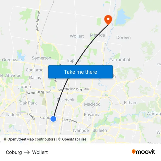 Coburg to Wollert map