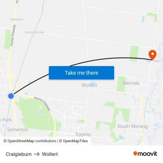 Craigieburn to Wollert map