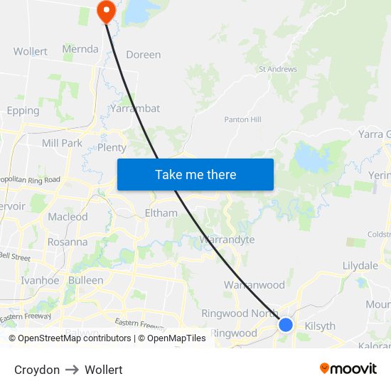 Croydon to Wollert map