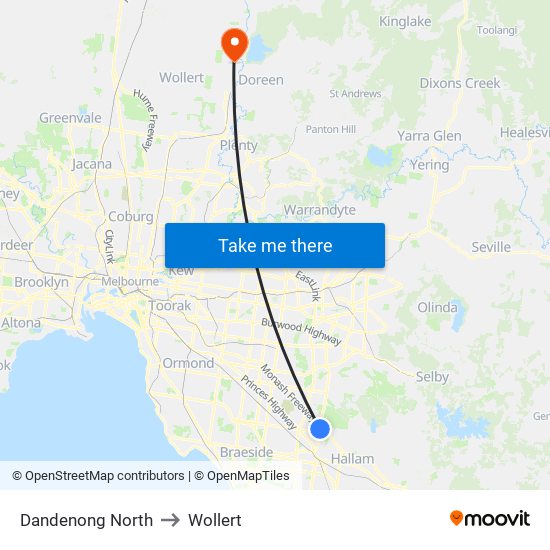 Dandenong North to Wollert map