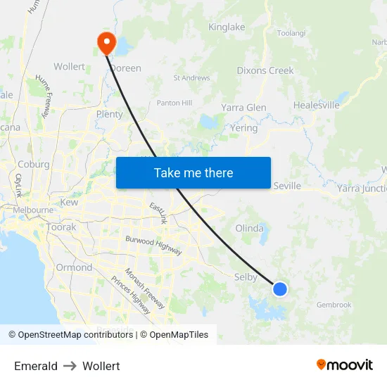 Emerald to Wollert map