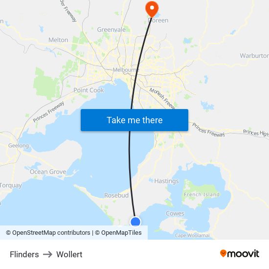 Flinders to Wollert map