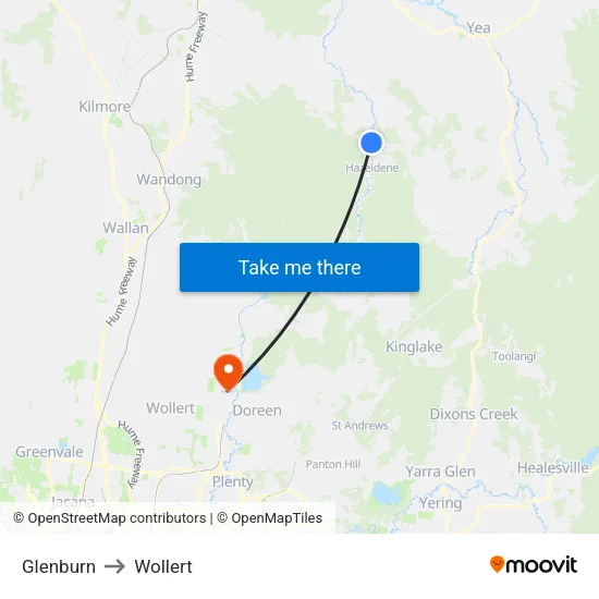 Glenburn to Wollert map