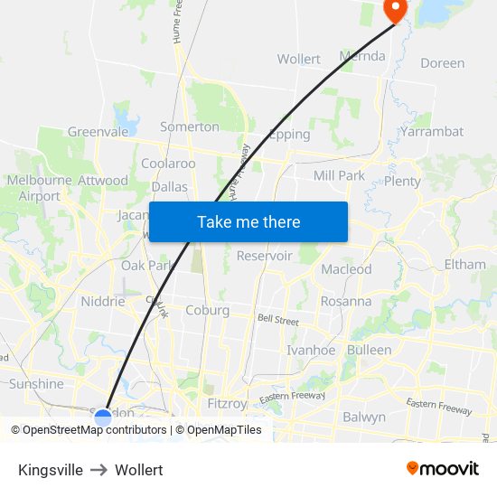 Kingsville to Wollert map