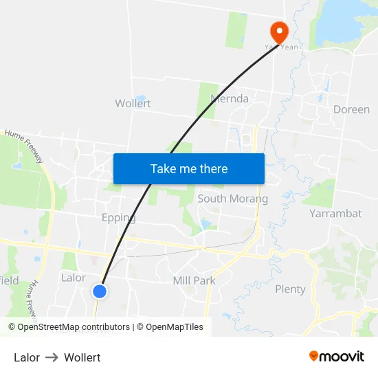 Lalor to Wollert map