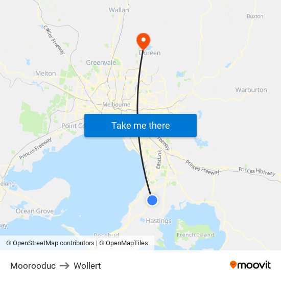 Moorooduc to Wollert map