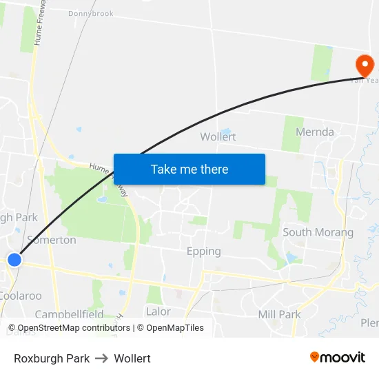 Roxburgh Park to Wollert map