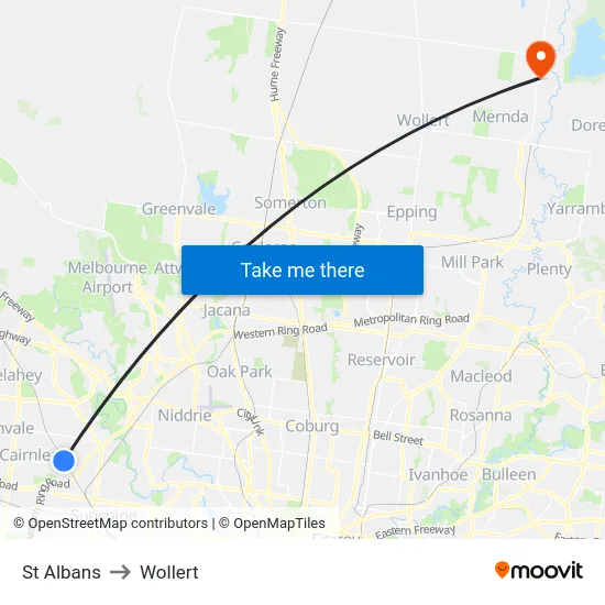 St Albans to Wollert map