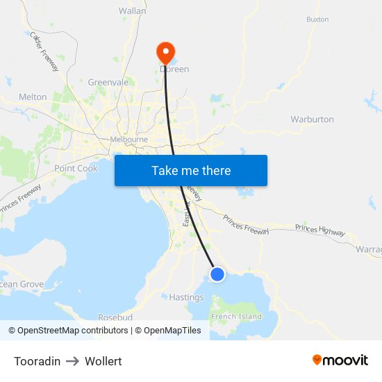 Tooradin to Wollert map