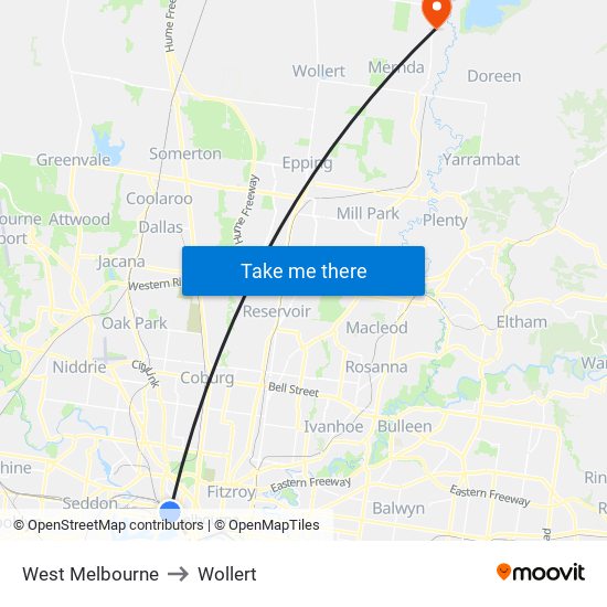 West Melbourne to Wollert map