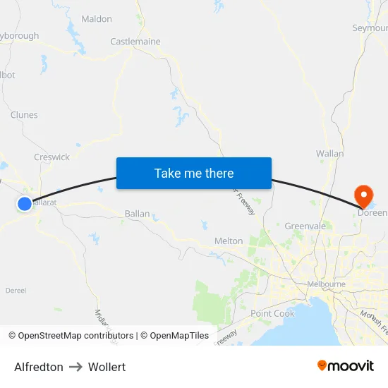 Alfredton to Wollert map