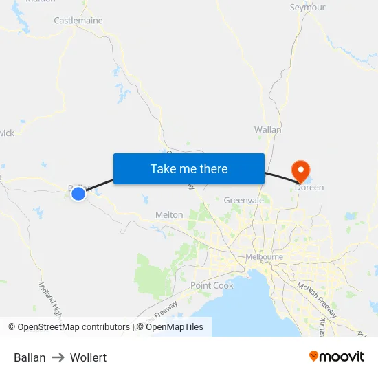 Ballan to Wollert map