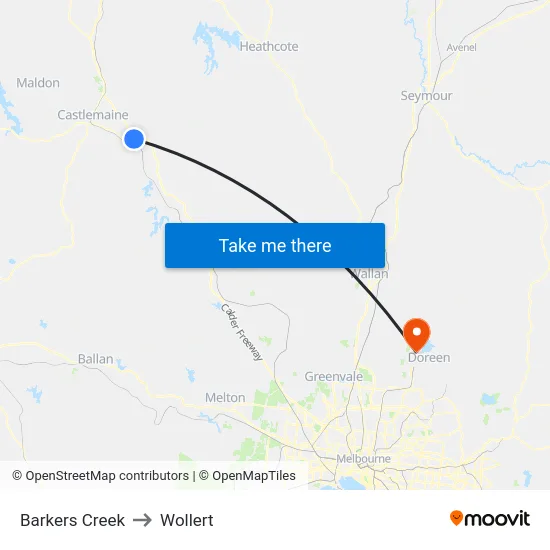 Barkers Creek to Wollert map