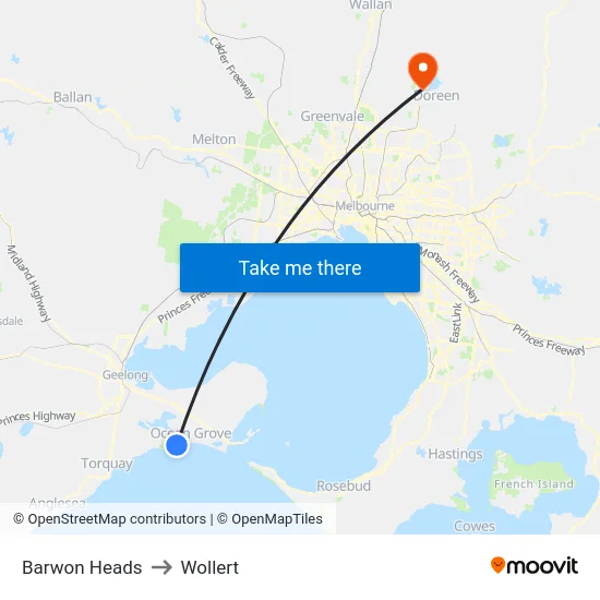 Barwon Heads to Wollert map