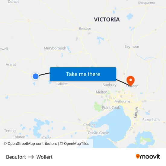 Beaufort to Wollert map
