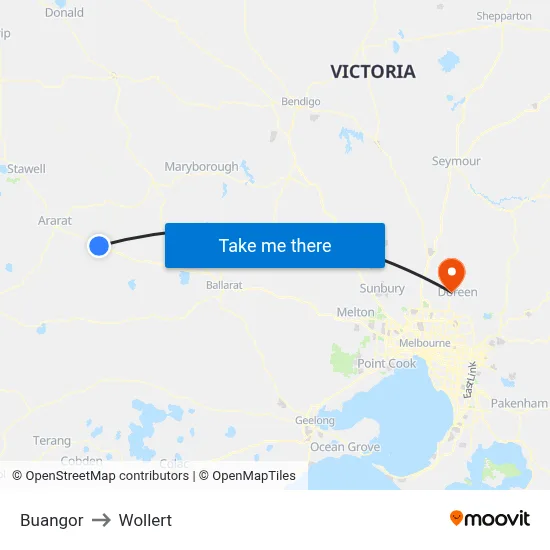 Buangor to Wollert map