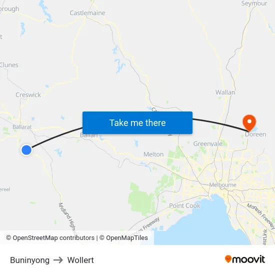 Buninyong to Wollert map