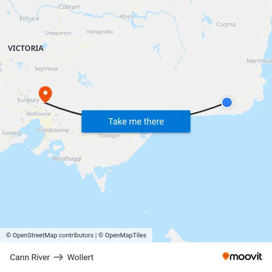 Cann River to Wollert map
