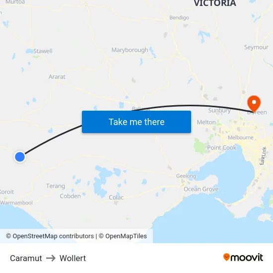 Caramut to Wollert map