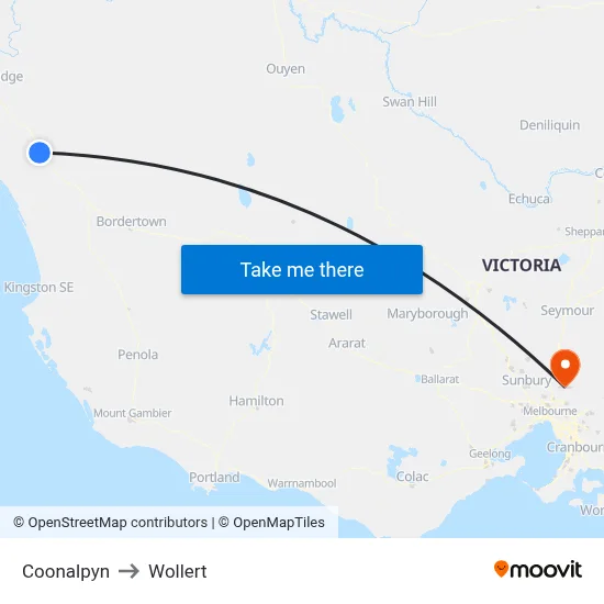 Coonalpyn to Wollert map