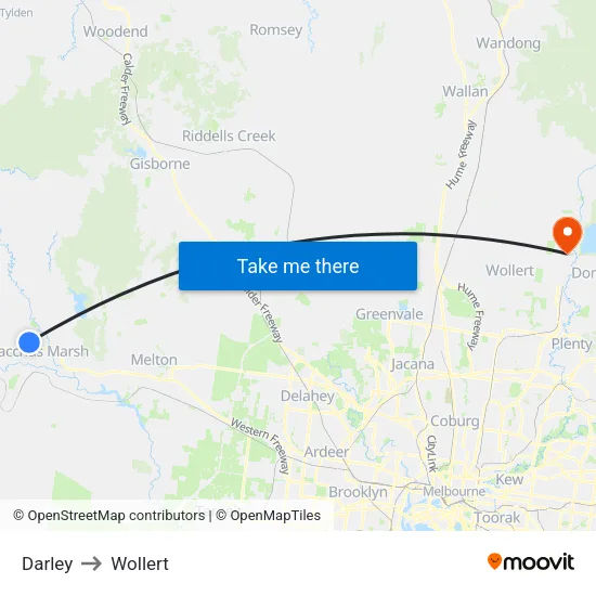 Darley to Wollert map
