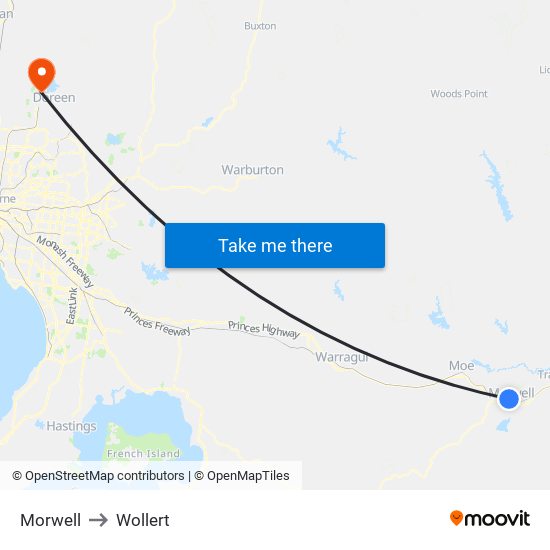 Morwell to Wollert map