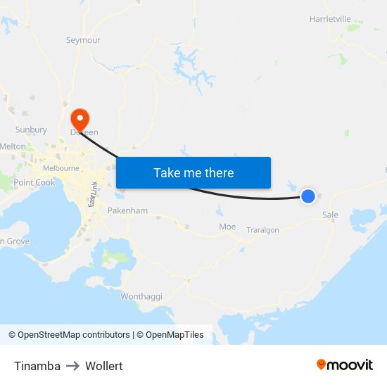 Tinamba to Wollert map