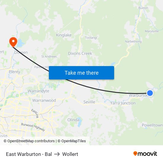 East Warburton - Bal to Wollert map