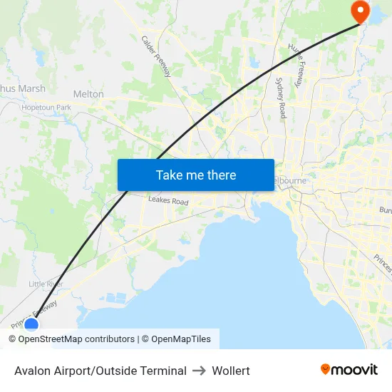 Avalon Airport/Outside Terminal to Wollert map