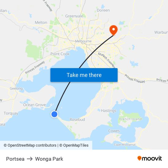 Portsea to Wonga Park map