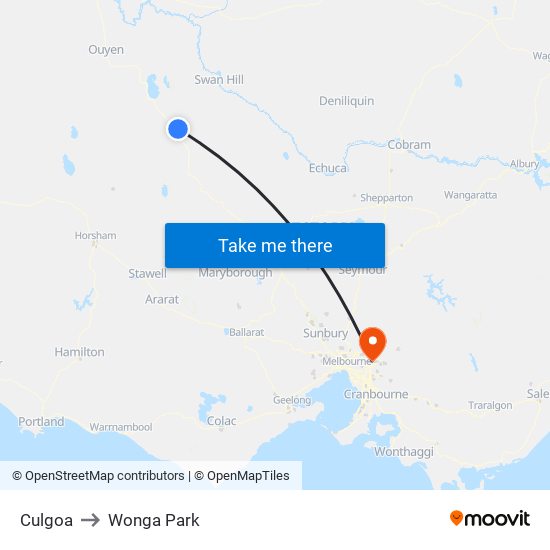 Culgoa to Wonga Park map