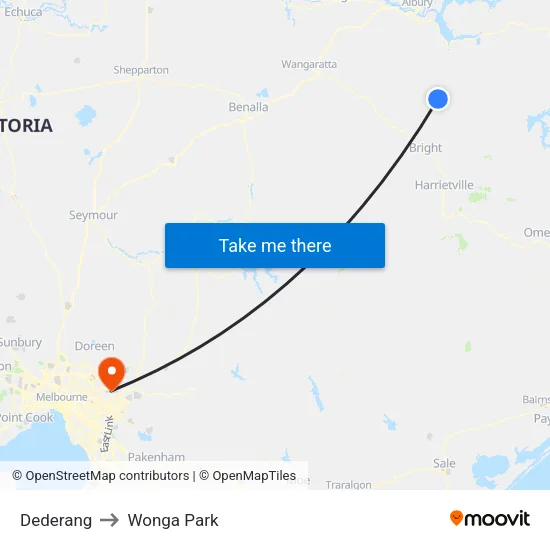 Dederang to Wonga Park map